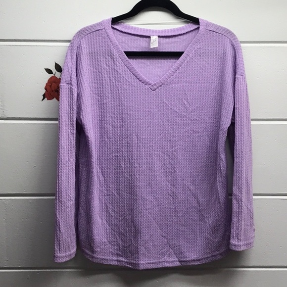 Just Be Relaxed Purple Ribbed Sweatshirt - Picture 1 of 3